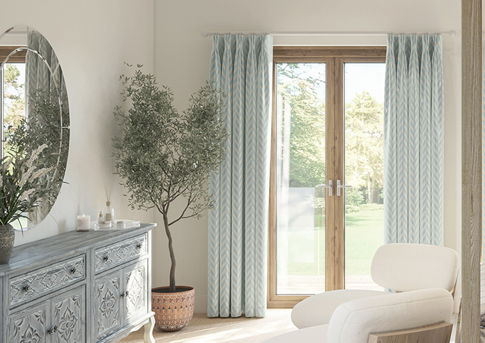 Chevron Stripe, Light Blue - Made to Measure Curtains - Image 3